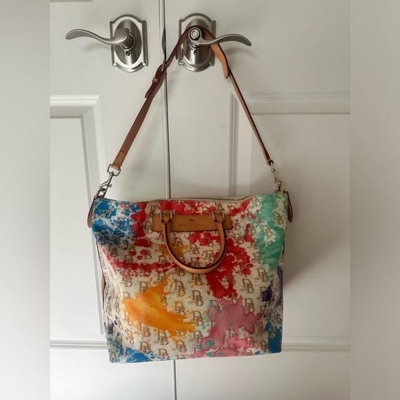 Dooney & Bourke Vanessa Paint Splatter Satchel Crossbody zipper tote like new - Picture 5 of 15